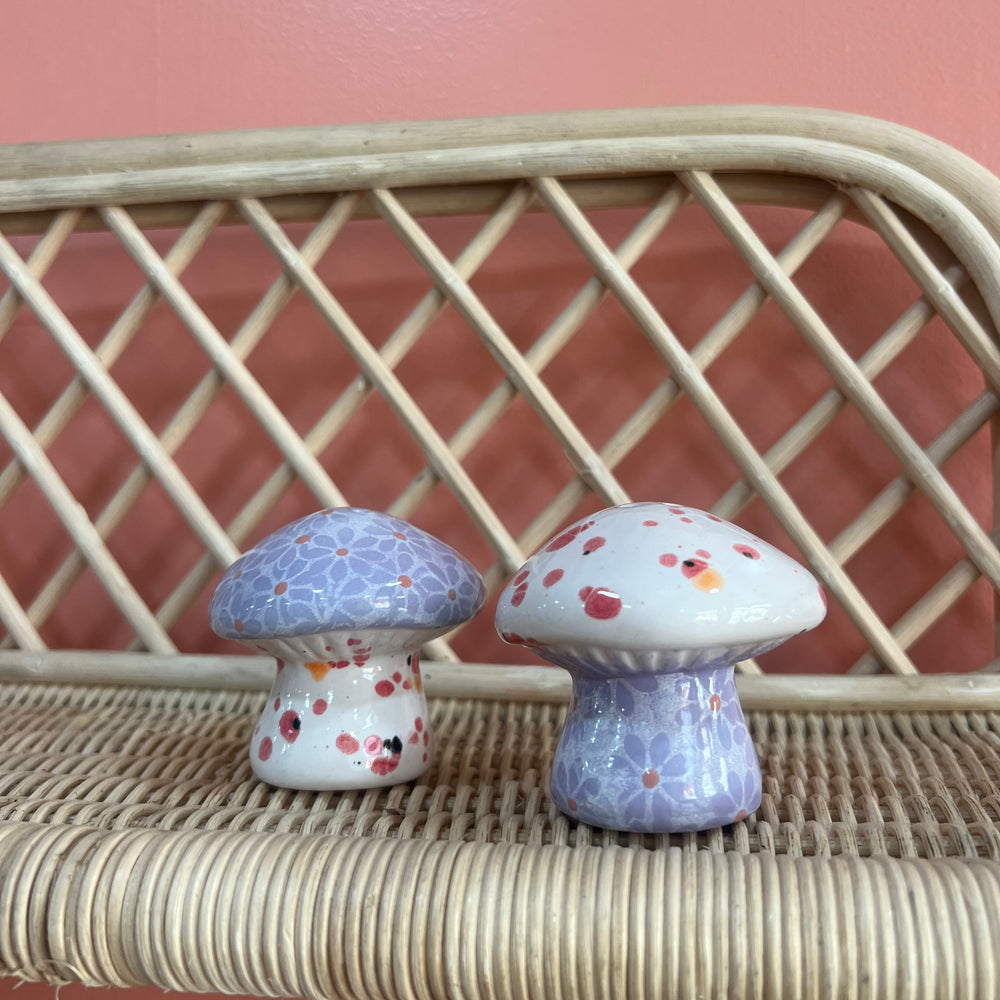 
                      
                        Lavender // white Daisy Mushroom Salt and Pepper shakers
                      
                    